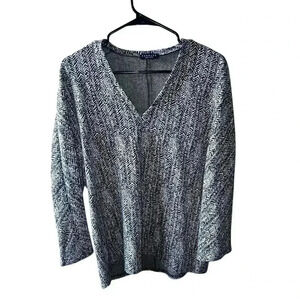 Yeohlee sweater size s black & white V Neck Long Sleeve Monochrome Emo
